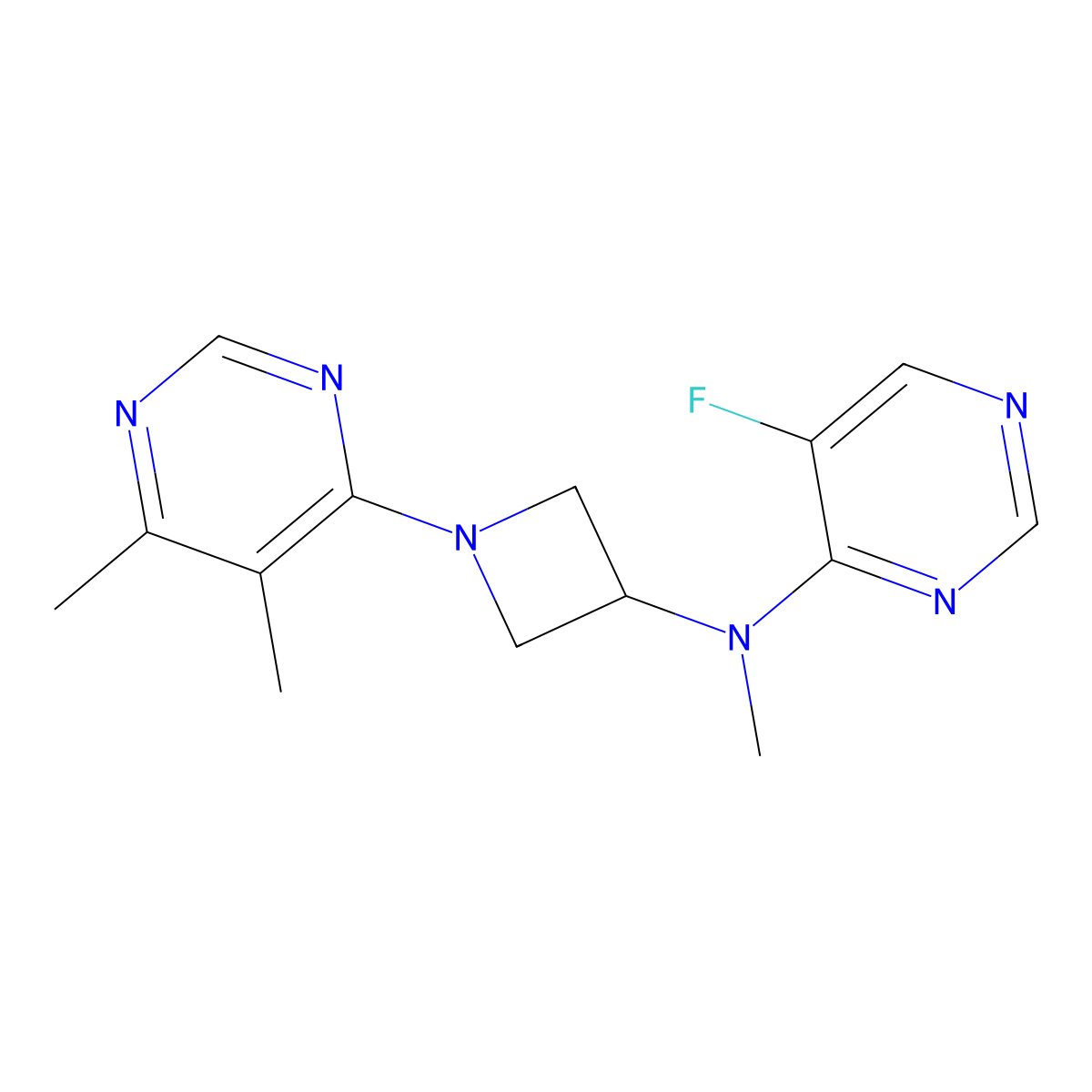 N-[1-(5,6-dimethylpyrimidin-4-yl)azetidin-3-yl]-5-fluoro-N-methylpyrimidin-4-amine molecular structure, CAS 3054534-63-0