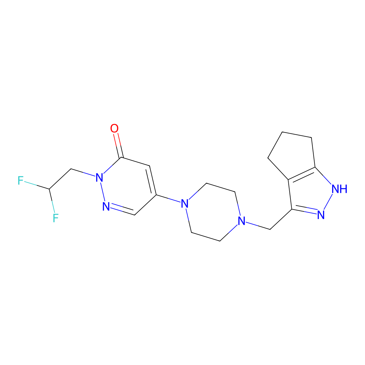 5-[4-({1H,4H,5H,6H-cyclopenta[c]pyrazol-3-yl}methyl)piperazin-1-yl]-2-(2,2-difluoroethyl)-2,3-dihydropyridazin-3-one molecular structure, CAS 3054534-68-5