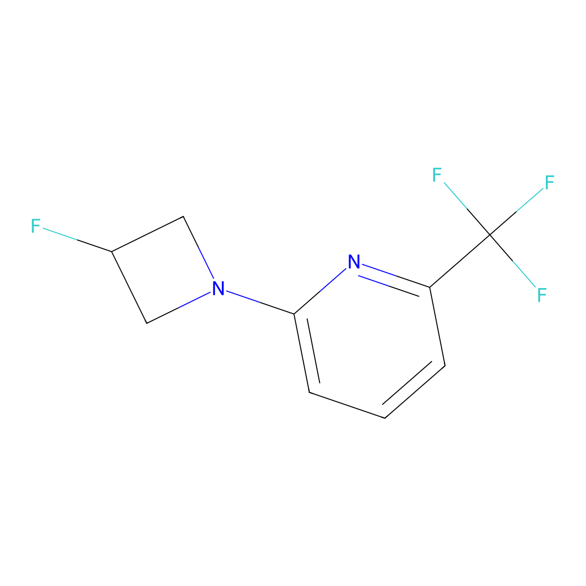 2-(3-Fluoroazetidin-1-yl)-6-(trifluoromethyl)pyridine molecular structure, CAS 3054534-71-0