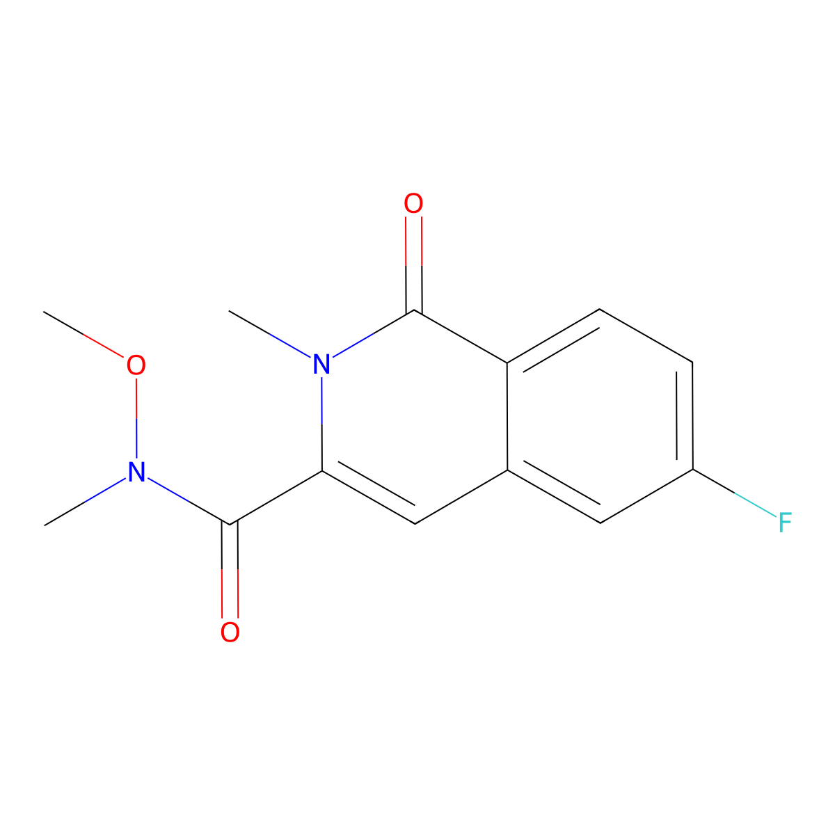 6-fluoro-N-methoxy-N,2-dimethyl-1-oxo-1,2-dihydroisoquinoline-3-carboxamide molecular structure, CAS 3054534-73-2