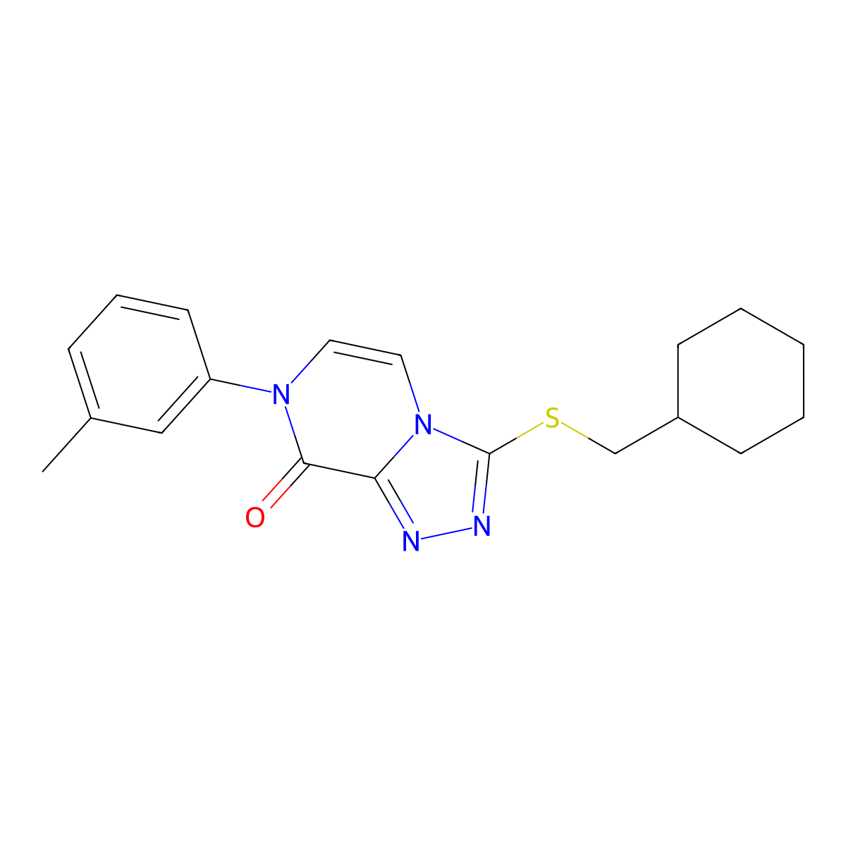 3-[(cyclohexylmethyl)sulfanyl]-7-(3-methylphenyl)-7H,8H-[1,2,4]triazolo[4,3-a]pyrazin-8-one molecular structure, CAS 3054534-77-6