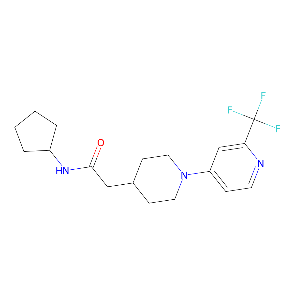 N-cyclopentyl-2-{1-[2-(trifluoromethyl)pyridin-4-yl]piperidin-4-yl}acetamide molecular structure, CAS 3054534-80-1