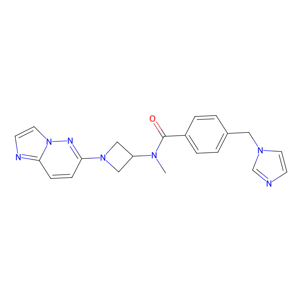 N-(1-{imidazo[1,2-b]pyridazin-6-yl}azetidin-3-yl)-4-[(1H-imidazol-1-yl)methyl]-N-methylbenzamide molecular structure, CAS 3054534-83-4