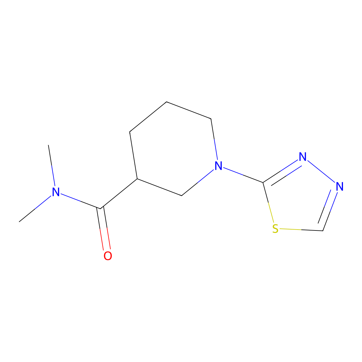 N,N-dimethyl-1-(1,3,4-thiadiazol-2-yl)piperidine-3-carboxamide molecular structure, CAS 3054534-89-0