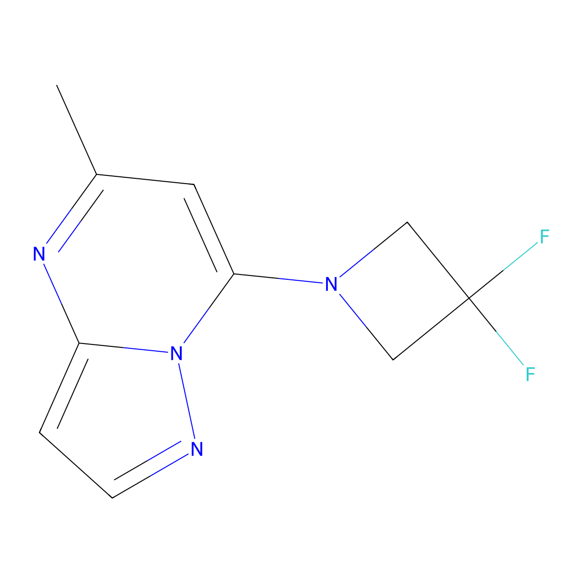 3,3-Difluoro-1-{5-methylpyrazolo[1,5-a]pyrimidin-7-yl}azetidine molecular structure, CAS 3054534-91-4
