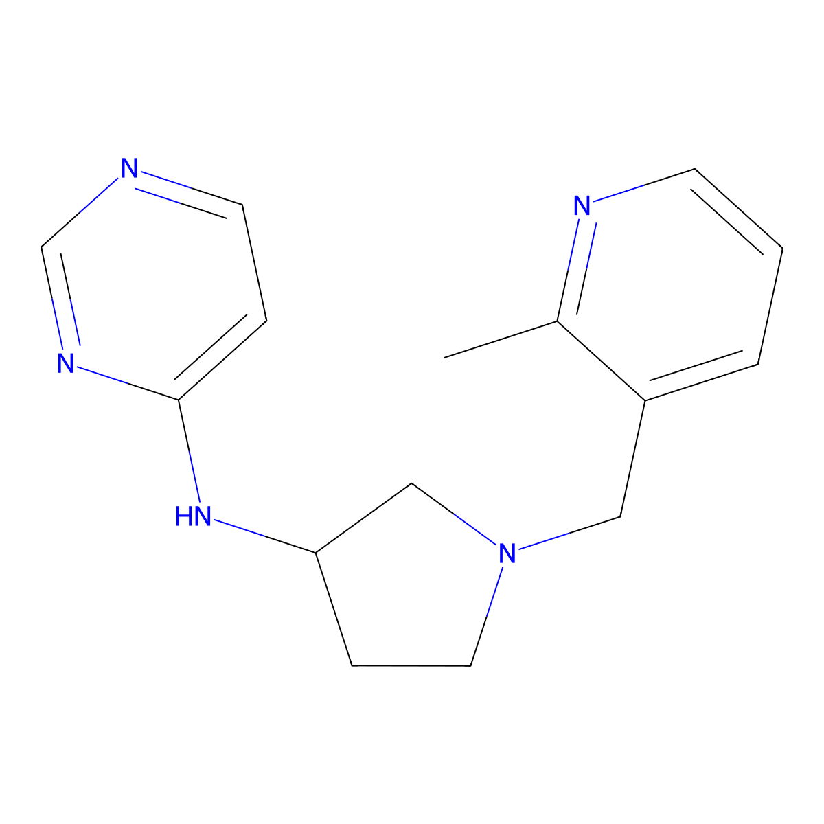 N-{1-[(2-methylpyridin-3-yl)methyl]pyrrolidin-3-yl}pyrimidin-4-amine molecular structure, CAS 3054534-96-9