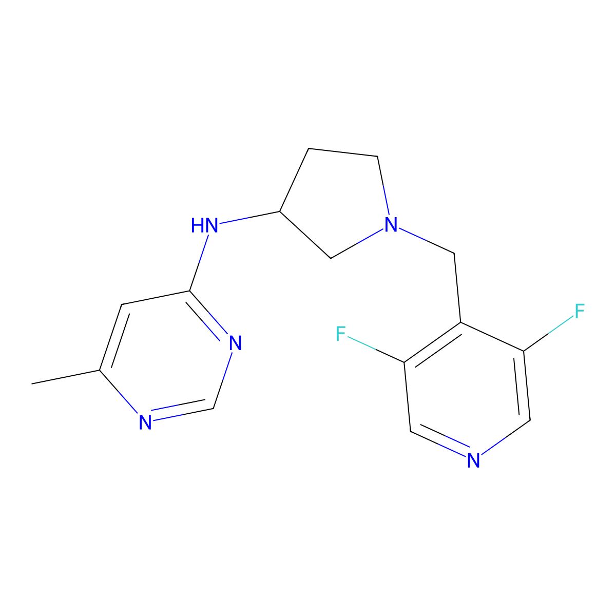 N-{1-[(3,5-difluoropyridin-4-yl)methyl]pyrrolidin-3-yl}-6-methylpyrimidin-4-amine molecular structure, CAS 3054534-97-0