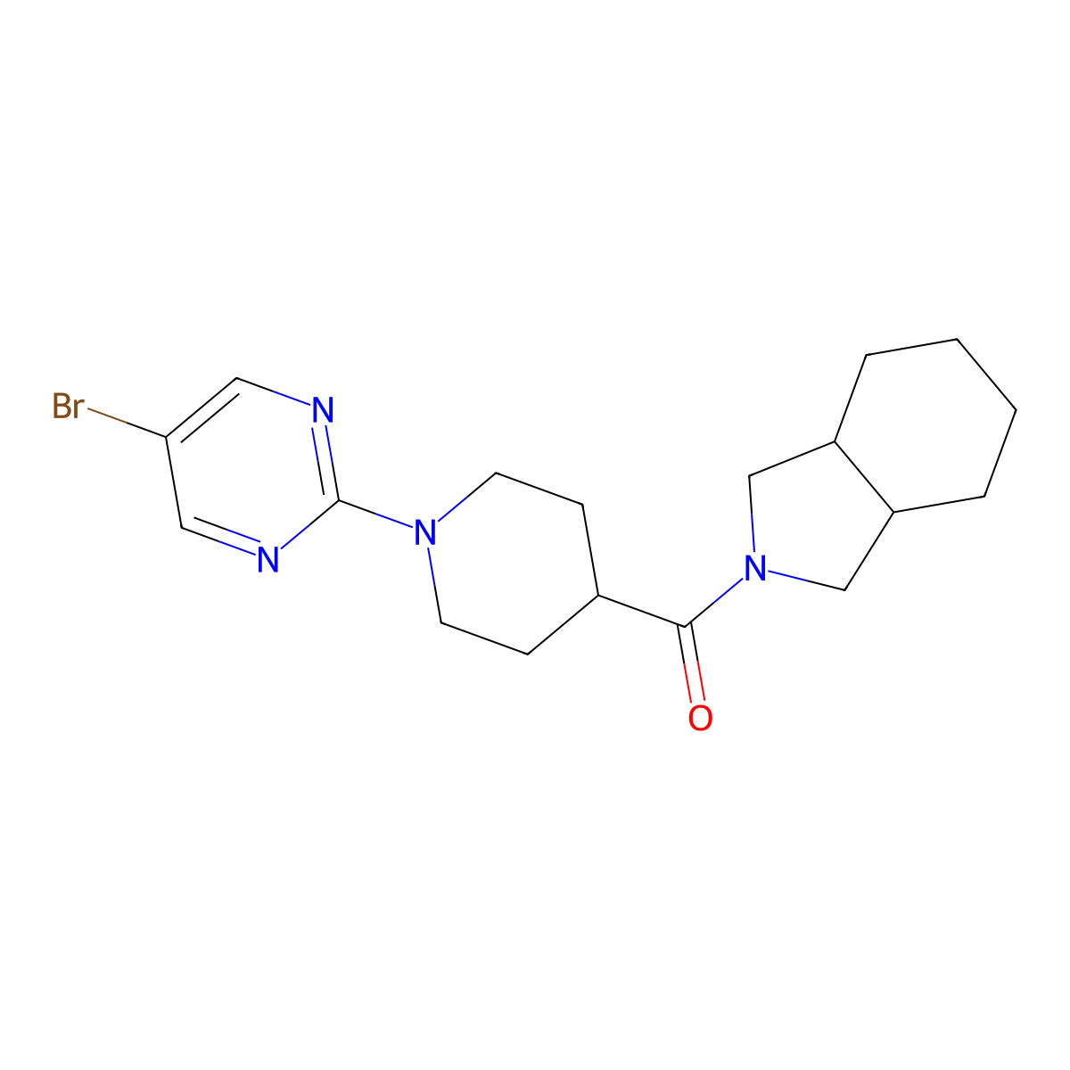 2-[1-(5-bromopyrimidin-2-yl)piperidine-4-carbonyl]-octahydro-1H-isoindole molecular structure, CAS 3054535-01-9
