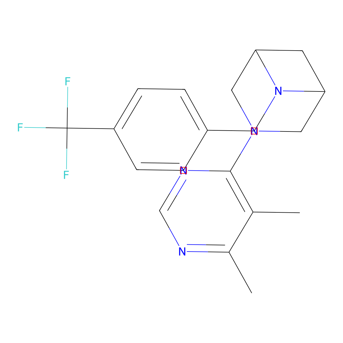 3-(5,6-Dimethylpyrimidin-4-yl)-6-{[4-(trifluoromethyl)phenyl]methyl}-3,6-diazabicyclo[3.1.1]heptane molecular structure, CAS 3054535-05-3