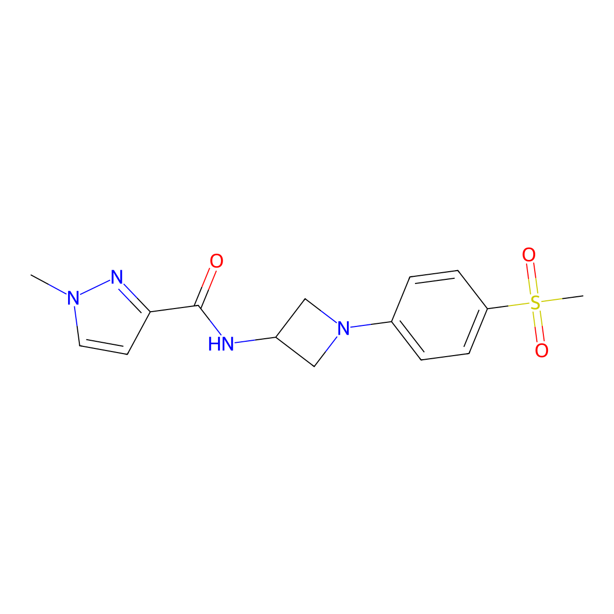 N-[1-(4-methanesulfonylphenyl)azetidin-3-yl]-1-methyl-1H-pyrazole-3-carboxamide molecular structure, CAS 3054535-08-6