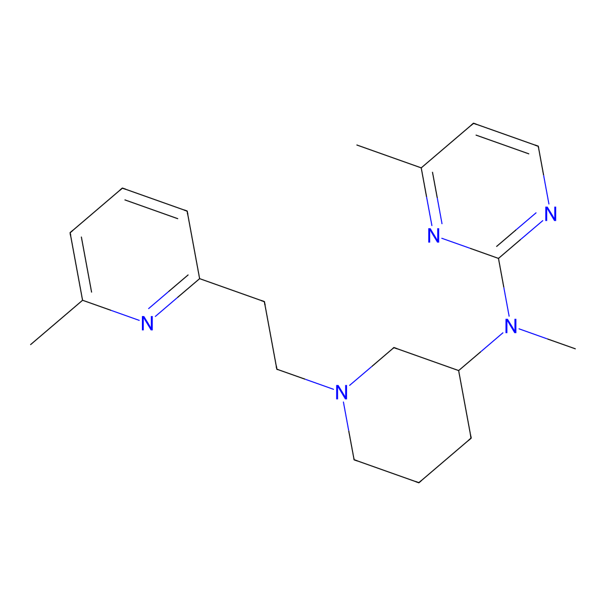 N,4-dimethyl-N-{1-[2-(6-methylpyridin-2-yl)ethyl]piperidin-3-yl}pyrimidin-2-amine molecular structure, CAS 3054535-09-7