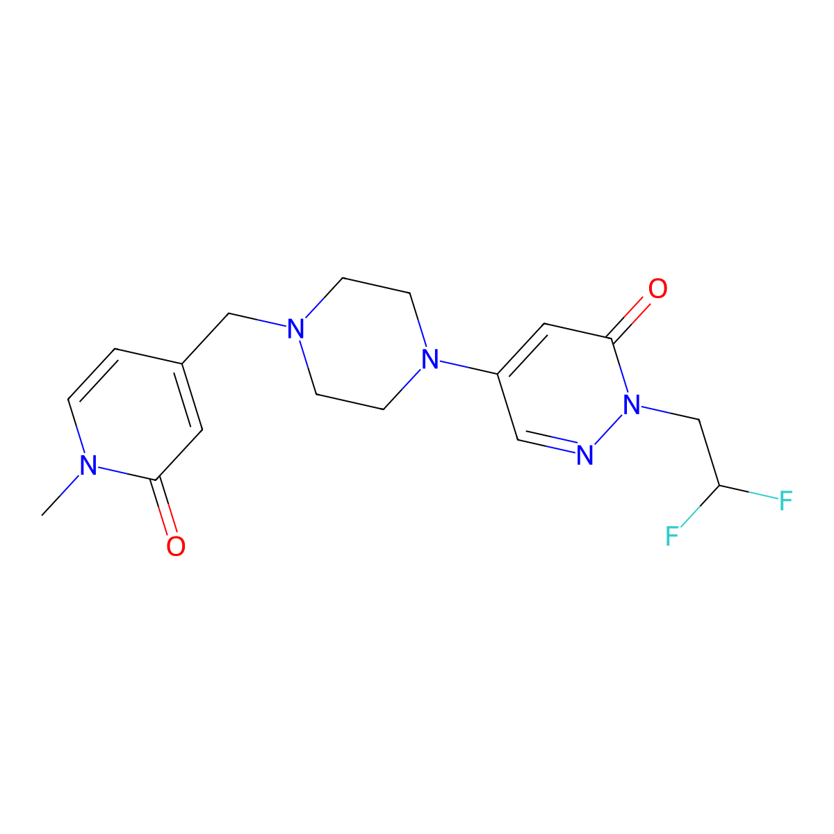 2-(2,2-Difluoroethyl)-5-{4-[(1-methyl-2-oxo-1,2-dihydropyridin-4-yl)methyl]piperazin-1-yl}-2,3-dihydropyridazin-3-one molecular structure, CAS 3054535-13-3