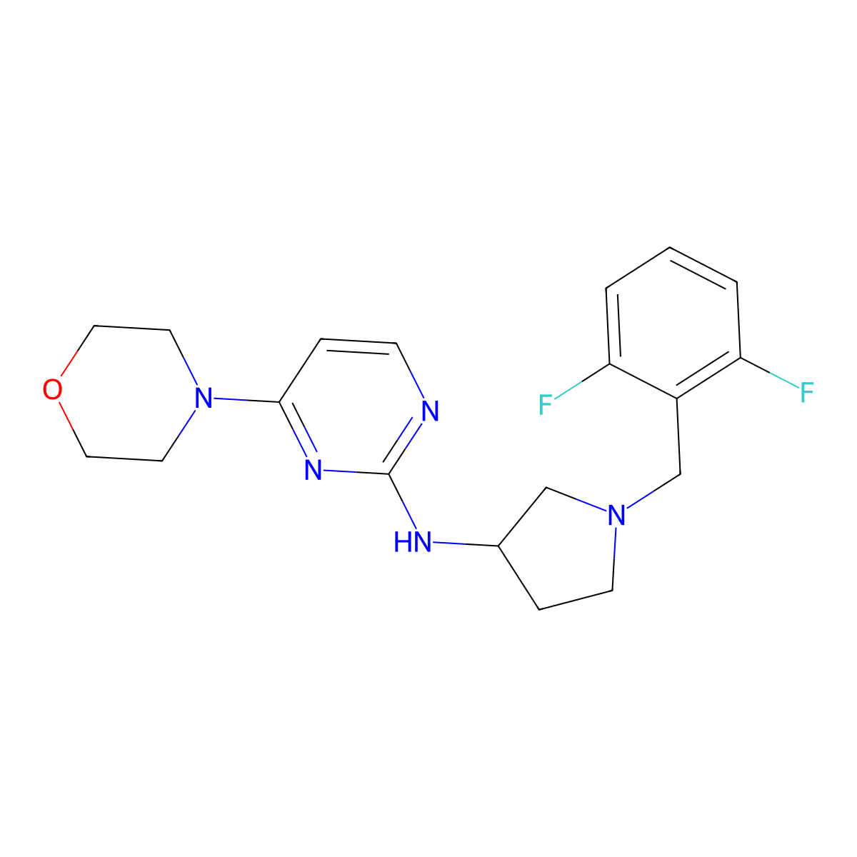 N-{1-[(2,6-difluorophenyl)methyl]pyrrolidin-3-yl}-4-(morpholin-4-yl)pyrimidin-2-amine molecular structure, CAS 3054535-19-9
