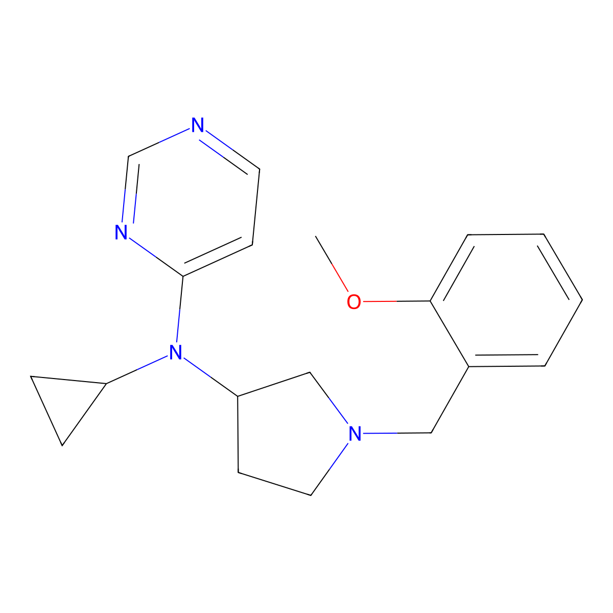 N-cyclopropyl-N-{1-[(2-methoxyphenyl)methyl]pyrrolidin-3-yl}pyrimidin-4-amine molecular structure, CAS 3054535-27-9