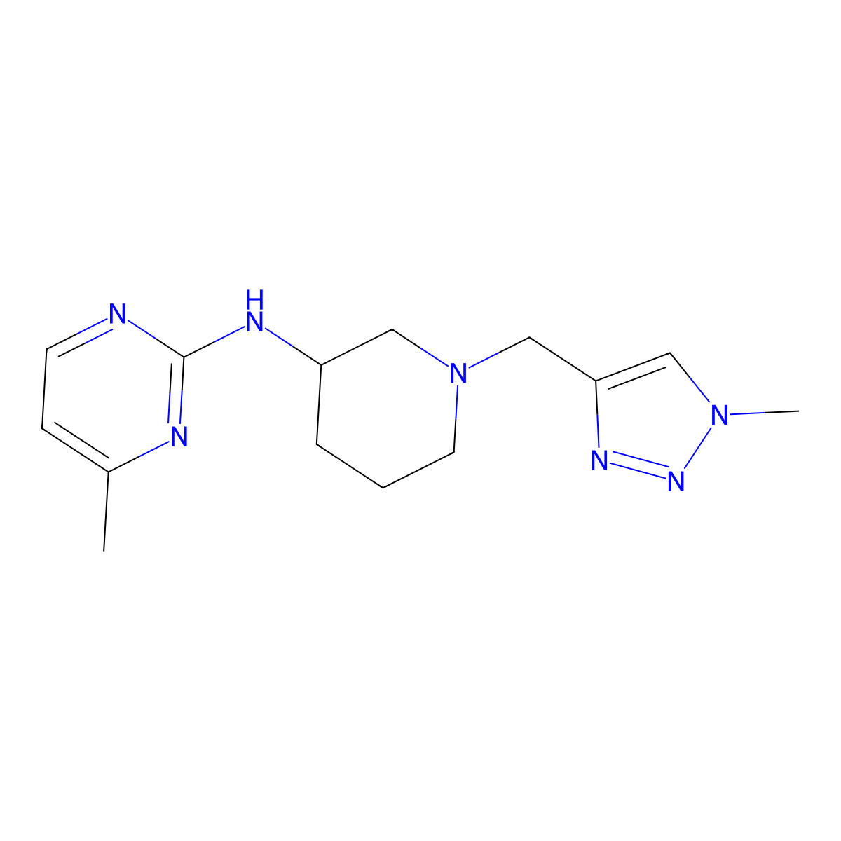 4-methyl-N-{1-[(1-methyl-1H-1,2,3-triazol-4-yl)methyl]piperidin-3-yl}pyrimidin-2-amine molecular structure, CAS 3054535-30-4