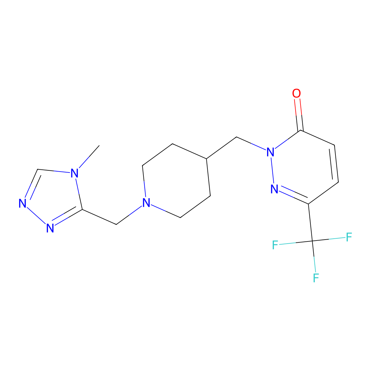 2-({1-[(4-methyl-4H-1,2,4-triazol-3-yl)methyl]piperidin-4-yl}methyl)-6-(trifluoromethyl)-2,3-dihydropyridazin-3-one molecular structure, CAS 3054535-33-7