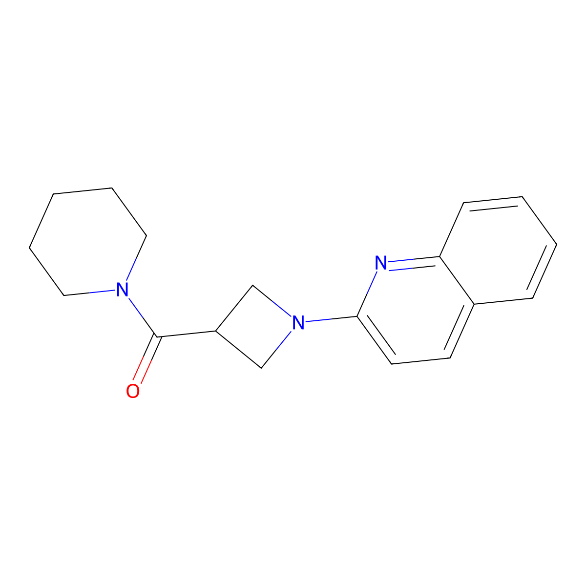 2-[3-(Piperidine-1-carbonyl)azetidin-1-yl]quinoline molecular structure, CAS 3054535-36-0