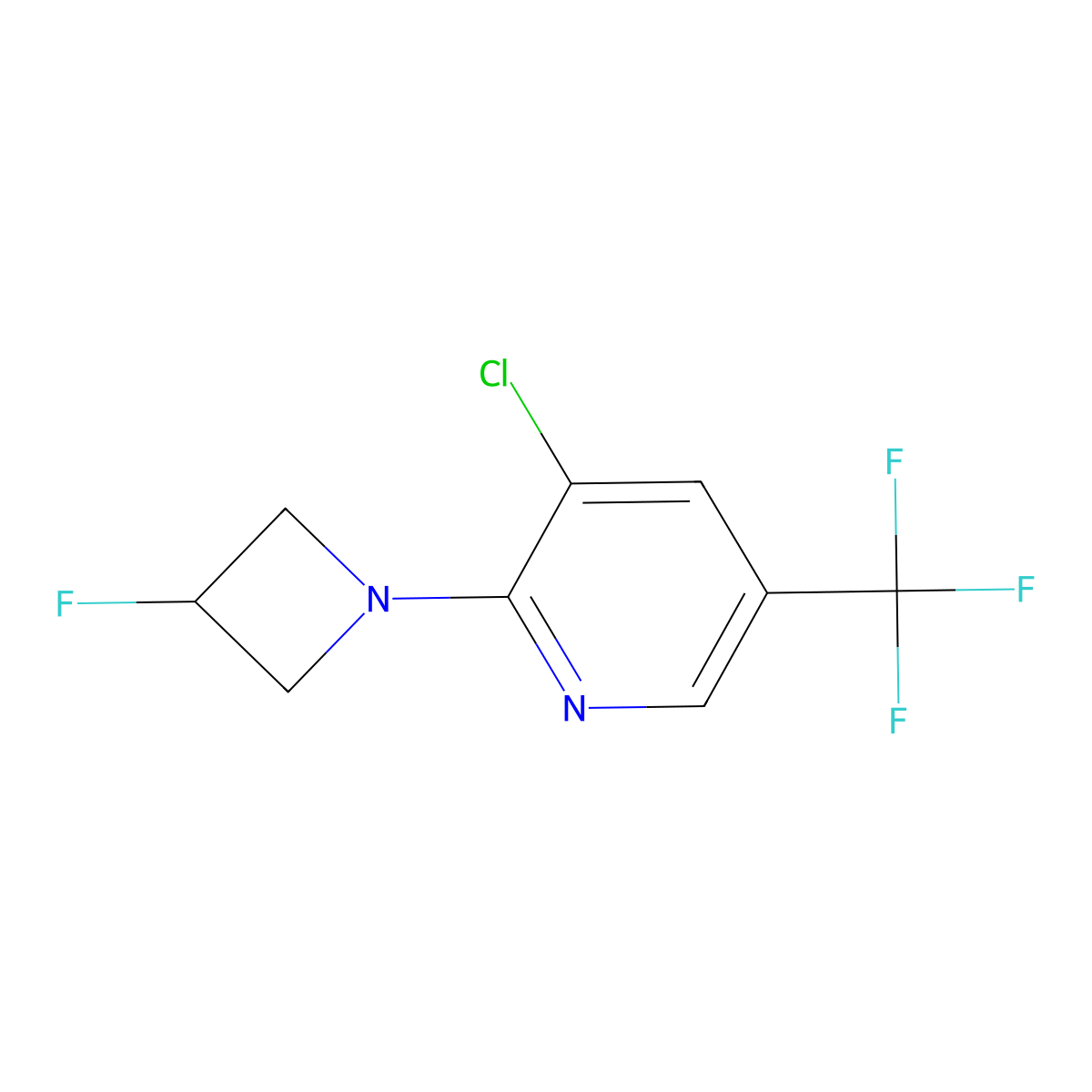 3-Chloro-2-(3-fluoroazetidin-1-yl)-5-(trifluoromethyl)pyridine molecular structure, CAS 3054535-37-1
