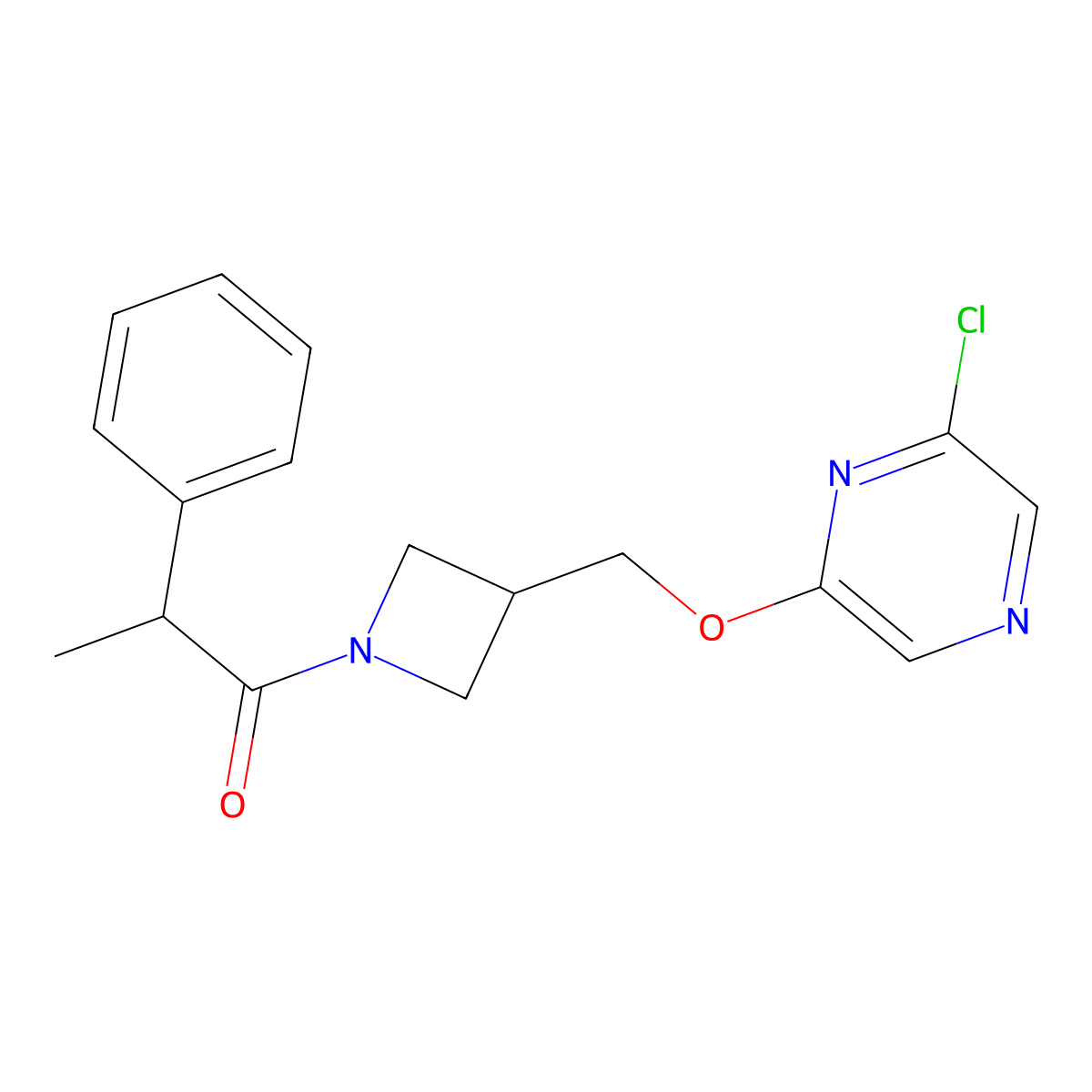 1-(3-{[(6-Chloropyrazin-2-yl)oxy]methyl}azetidin-1-yl)-2-phenylpropan-1-one molecular structure, CAS 3054535-42-8