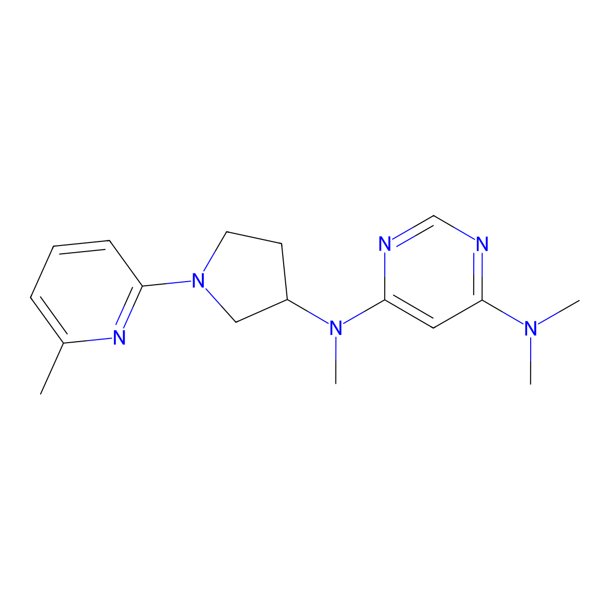 N4,N4,N6-trimethyl-N6-[1-(6-methylpyridin-2-yl)pyrrolidin-3-yl]pyrimidine-4,6-diamine molecular structure, CAS 3054535-50-8