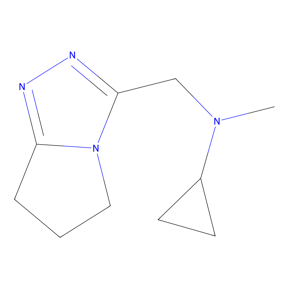 N-methyl-N-({5H,6H,7H-pyrrolo[2,1-c][1,2,4]triazol-3-yl}methyl)cyclopropanamine molecular structure, CAS 3054535-51-9