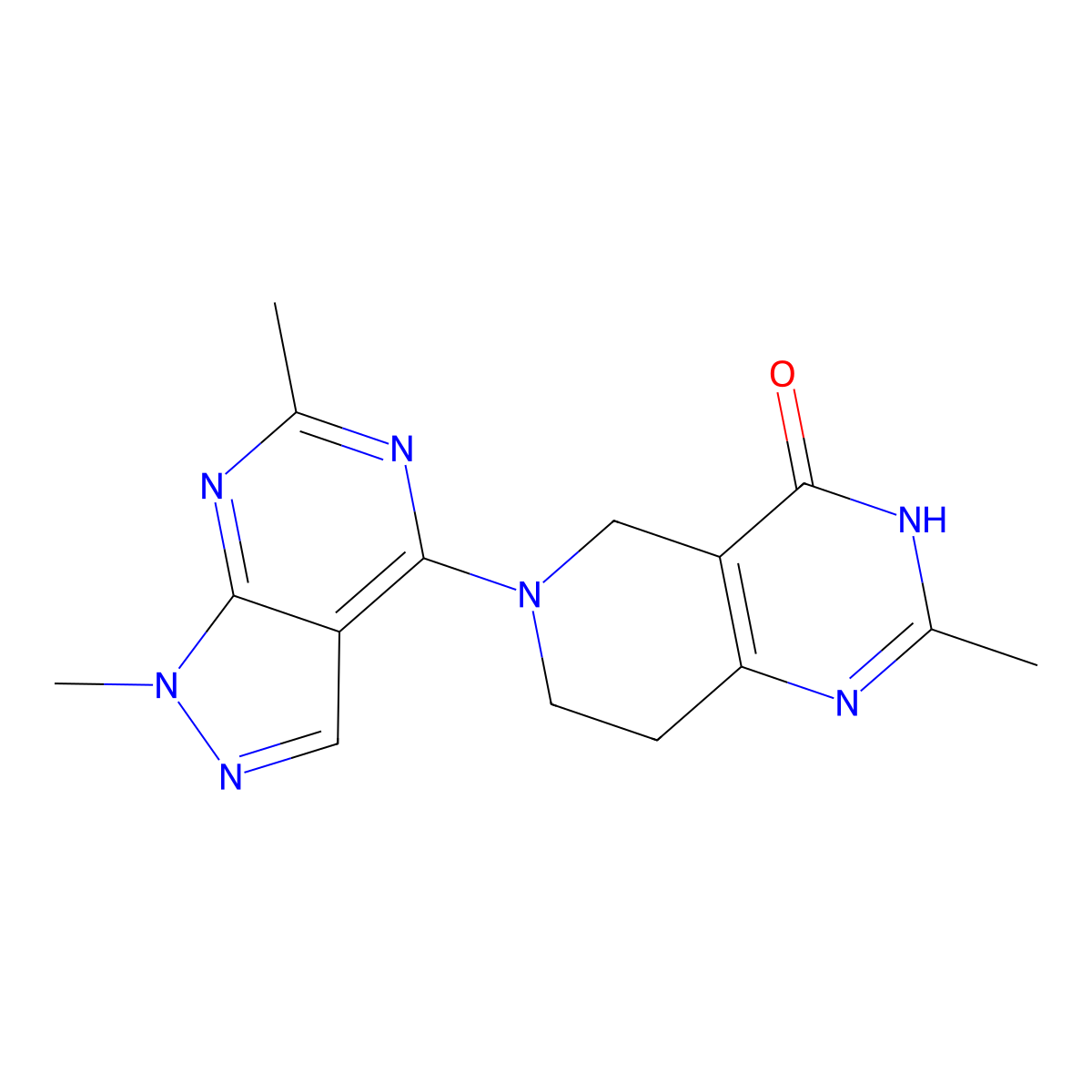 6-{1,6-dimethyl-1H-pyrazolo[3,4-d]pyrimidin-4-yl}-2-methyl-3H,4H,5H,6H,7H,8H-pyrido[4,3-d]pyrimidin-4-one molecular structure, CAS 3054535-53-1