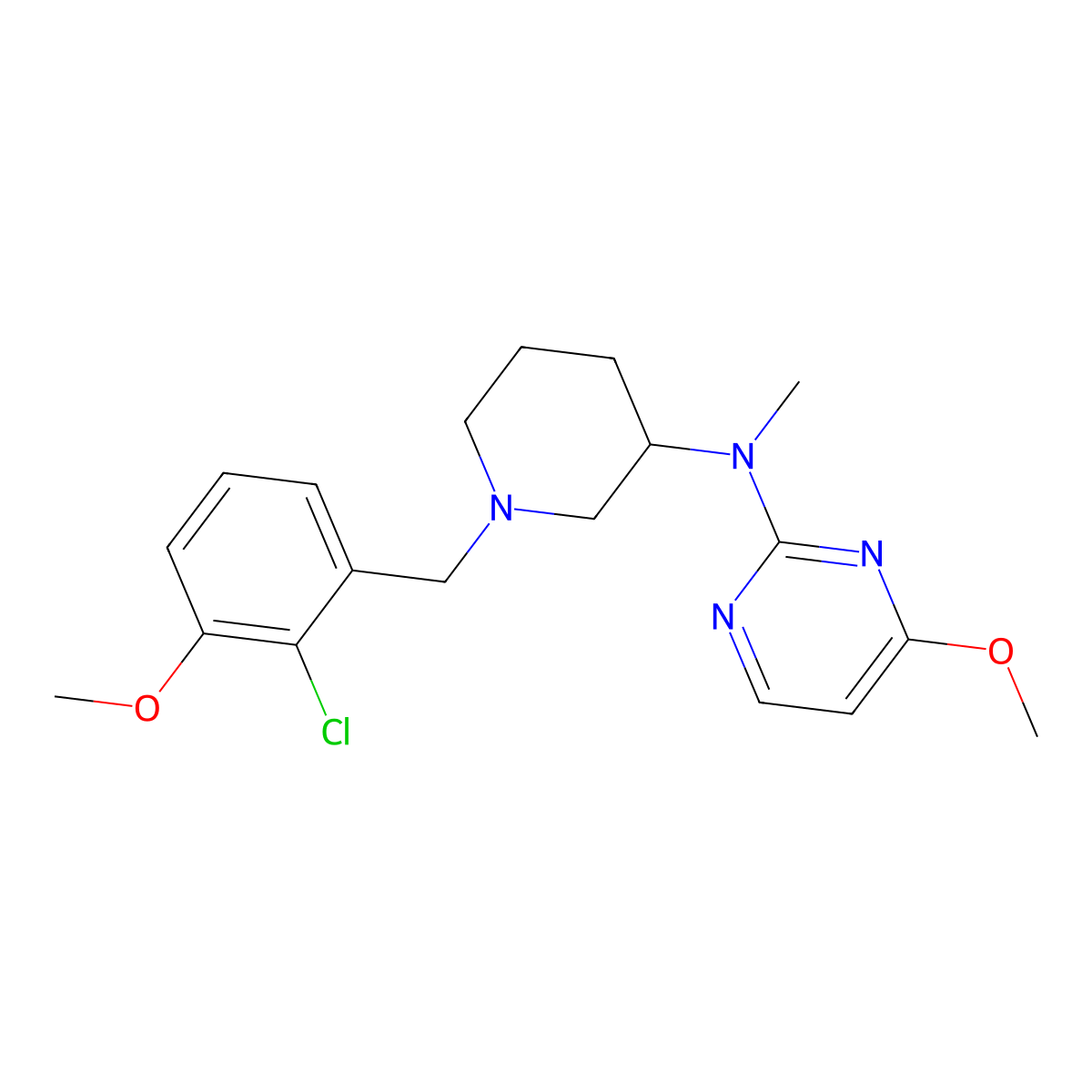 N-{1-[(2-chloro-3-methoxyphenyl)methyl]piperidin-3-yl}-4-methoxy-N-methylpyrimidin-2-amine molecular structure, CAS 3054535-62-2
