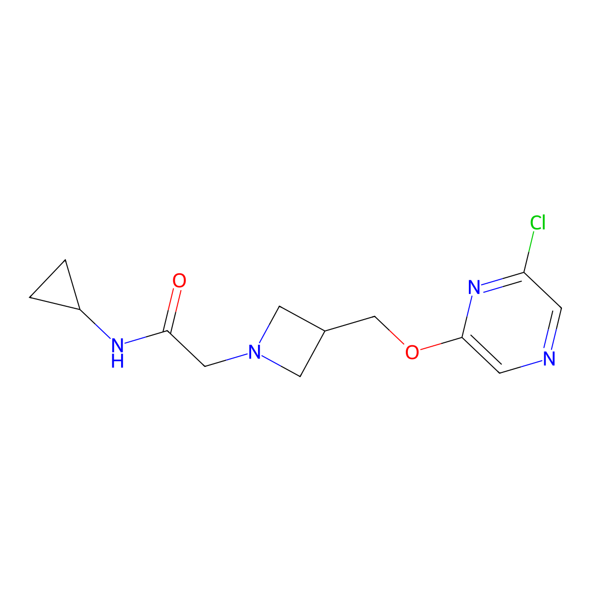 2-(3-{[(6-chloropyrazin-2-yl)oxy]methyl}azetidin-1-yl)-N-cyclopropylacetamide molecular structure, CAS 3054535-67-7