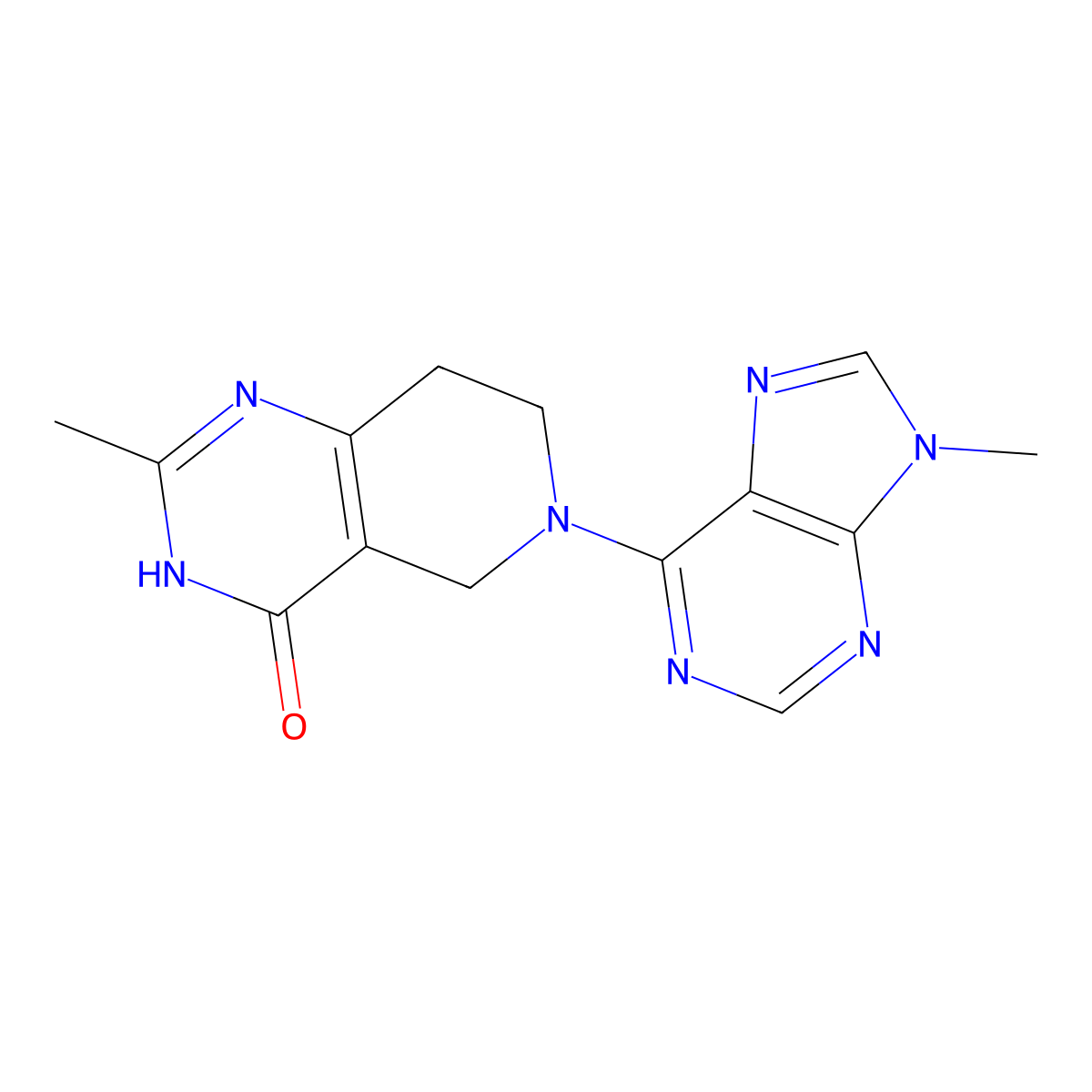 2-methyl-6-(9-methyl-9H-purin-6-yl)-3H,4H,5H,6H,7H,8H-pyrido[4,3-d]pyrimidin-4-one molecular structure, CAS 3054535-69-9