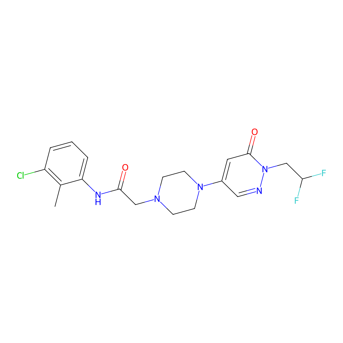 N-(3-chloro-2-methylphenyl)-2-{4-[1-(2,2-difluoroethyl)-6-oxo-1,6-dihydropyridazin-4-yl]piperazin-1-yl}acetamide molecular structure, CAS 3054535-71-3