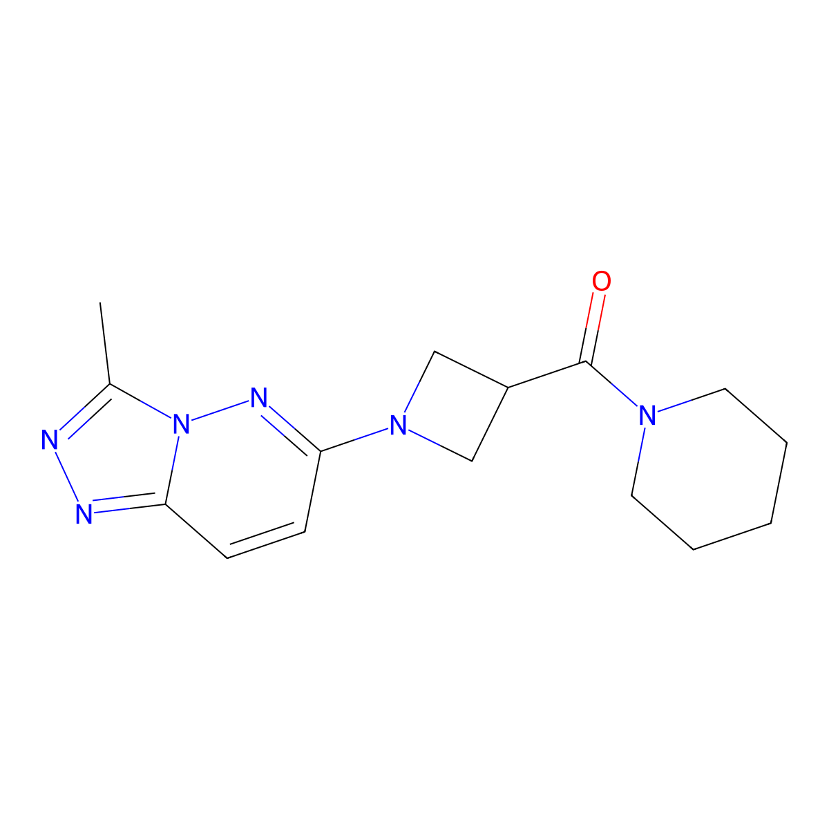 1-(1-{3-Methyl-[1,2,4]triazolo[4,3-b]pyridazin-6-yl}azetidine-3-carbonyl)piperidine molecular structure, CAS 3054535-74-6
