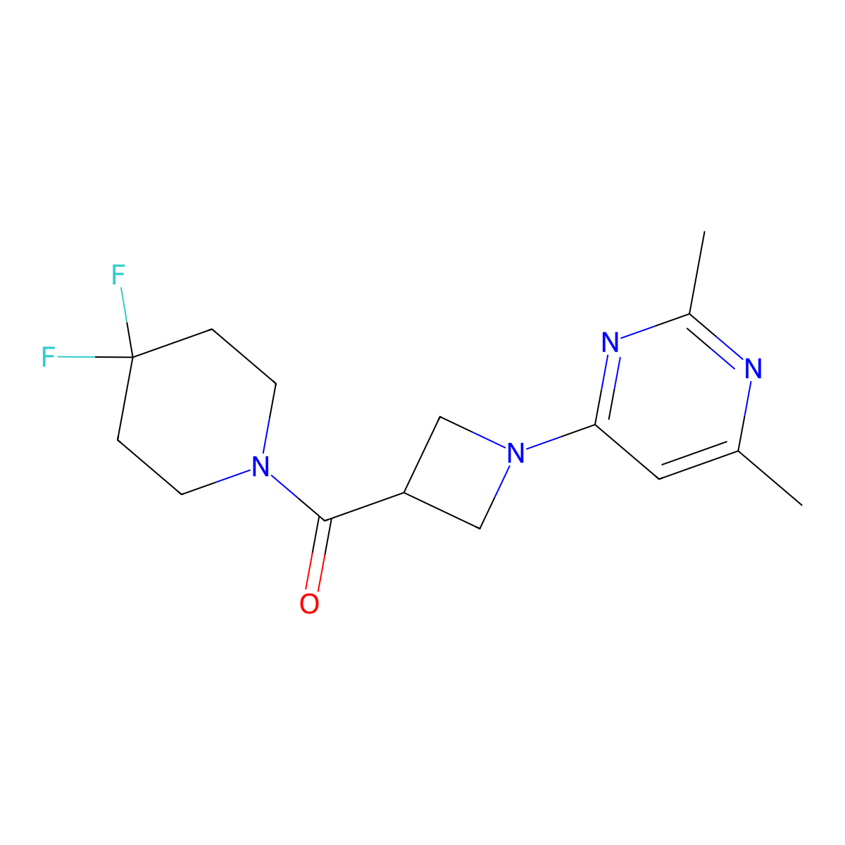 4-[3-(4,4-Difluoropiperidine-1-carbonyl)azetidin-1-yl]-2,6-dimethylpyrimidine molecular structure, CAS 3054535-80-4