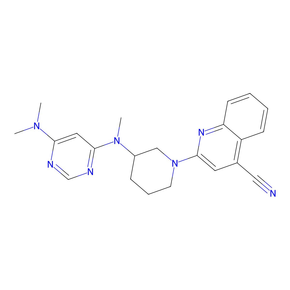 2-[3-[[6-(Dimethylamino)pyrimidin-4-yl]-methylamino]piperidin-1-yl]quinoline-4-carbkis(1-) molecular structure, CAS 3054535-83-7