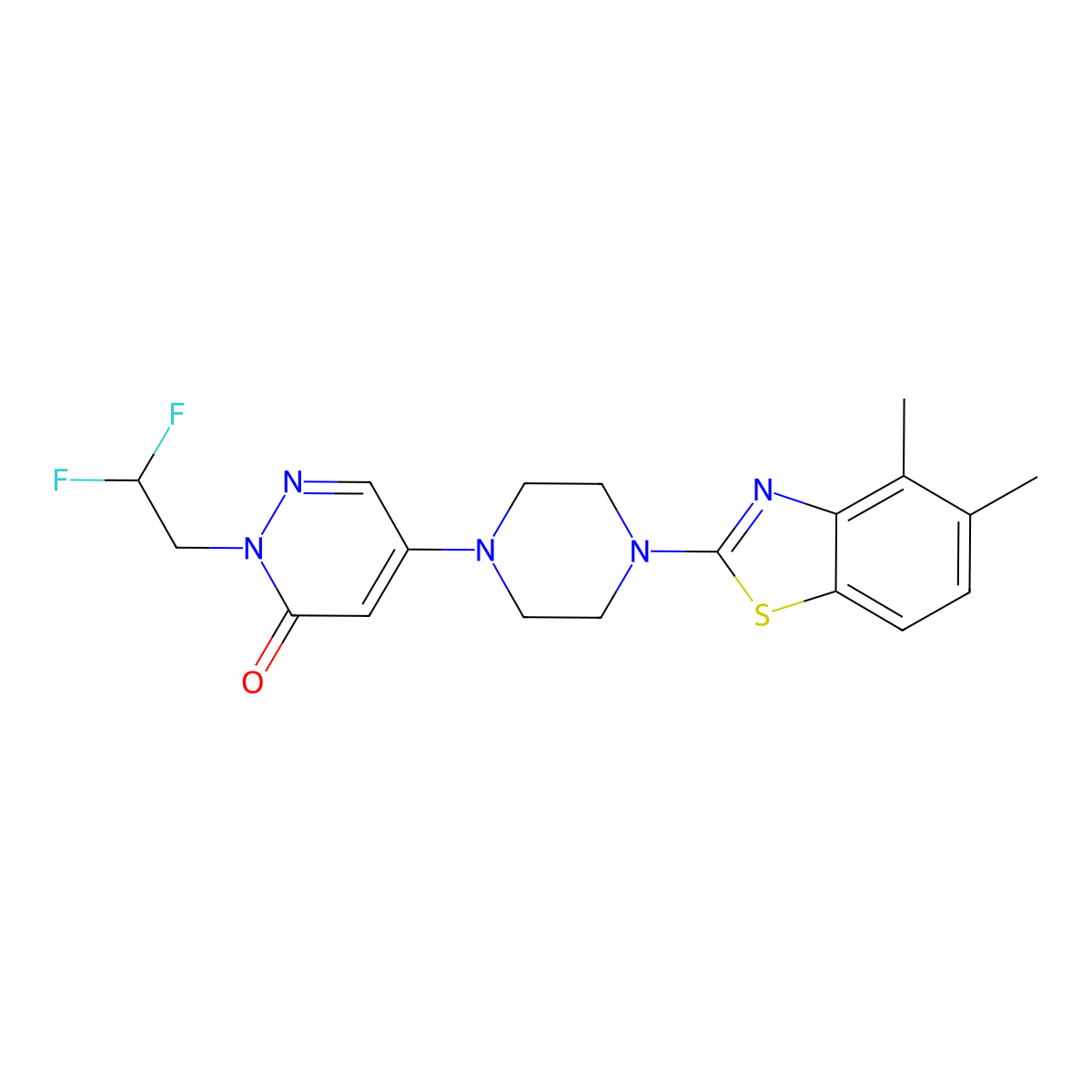 2-(2,2-Difluoroethyl)-5-[4-(4,5-dimethyl-1,3-benzothiazol-2-yl)piperazin-1-yl]-2,3-dihydropyridazin-3-one molecular structure, CAS 3054535-88-2