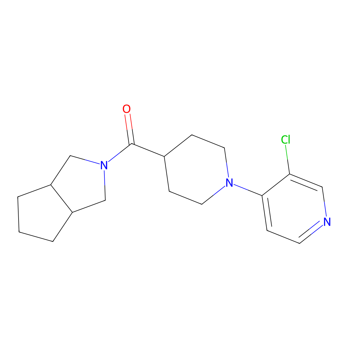 3-Chloro-4-(4-{octahydrocyclopenta[c]pyrrole-2-carbonyl}piperidin-1-yl)pyridine molecular structure, CAS 3054535-89-3