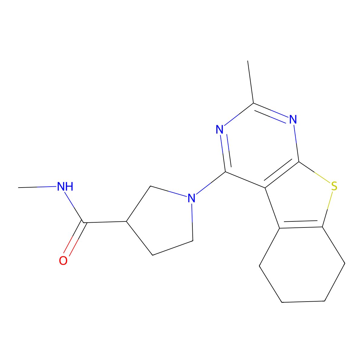 N-methyl-1-{5-methyl-8-thia-4,6-diazatricyclo[7.4.0.0(2),]trideca-1(9),2,4,6-tetraen-3-yl}pyrrolidine-3-carboxamide molecular structure, CAS 3054535-92-8