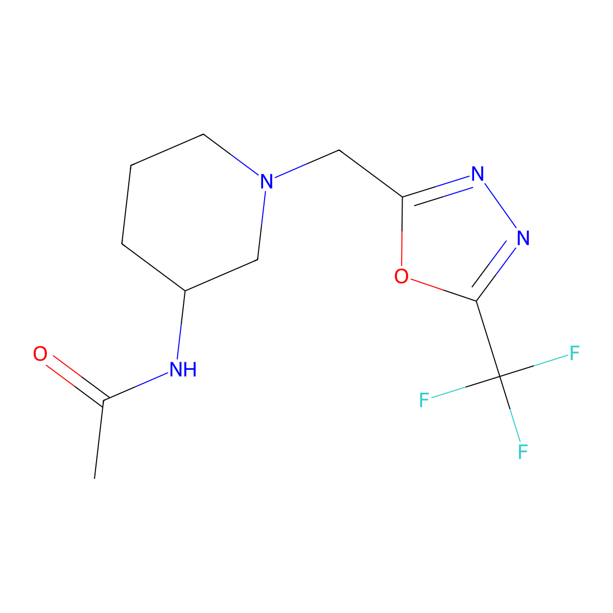 N-(1-{[5-(trifluoromethyl)-1,3,4-oxadiazol-2-yl]methyl}piperidin-3-yl)acetamide molecular structure, CAS 3054536-04-5