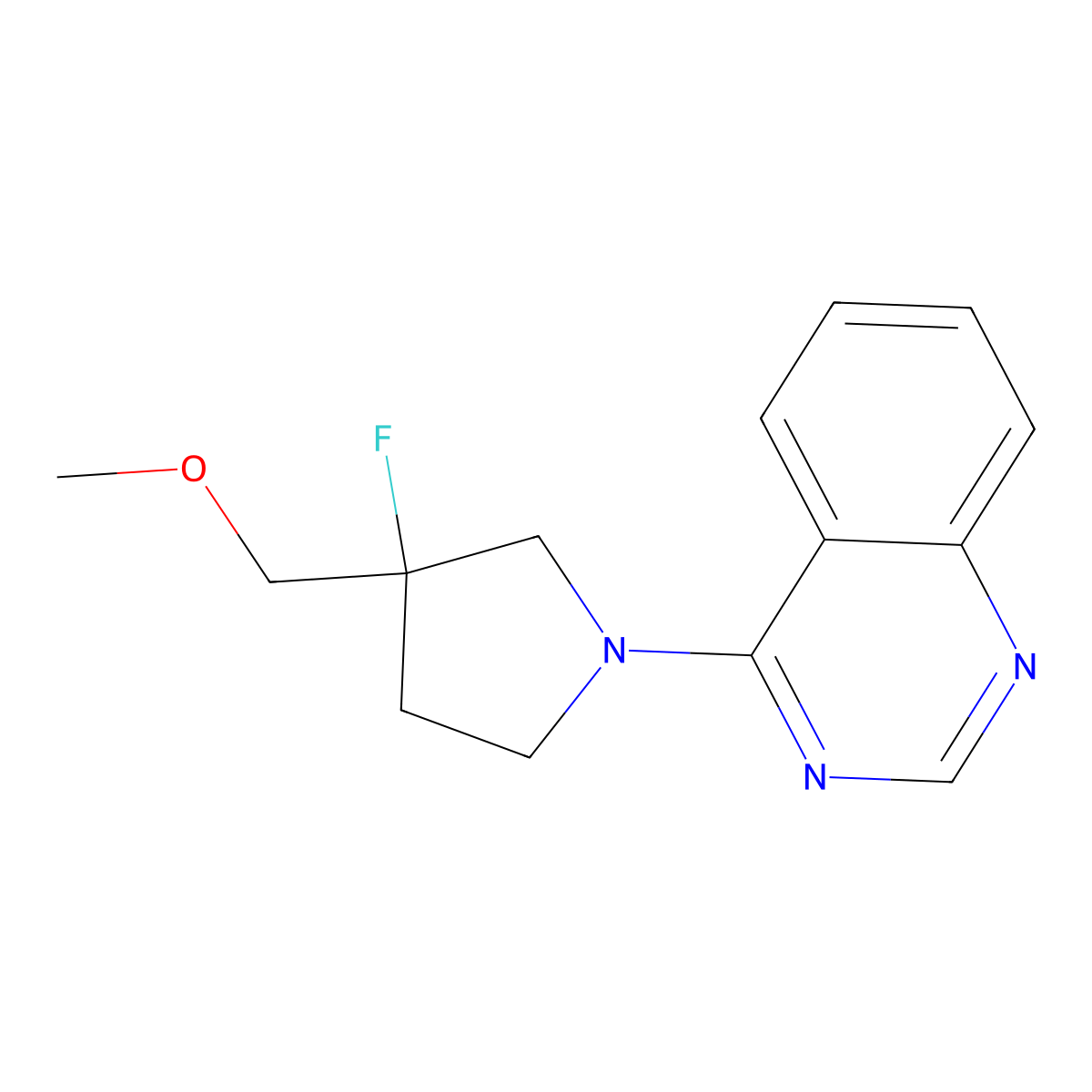 4-[3-Fluoro-3-(methoxymethyl)pyrrolidin-1-yl]quinazoline molecular structure, CAS 3054536-06-7