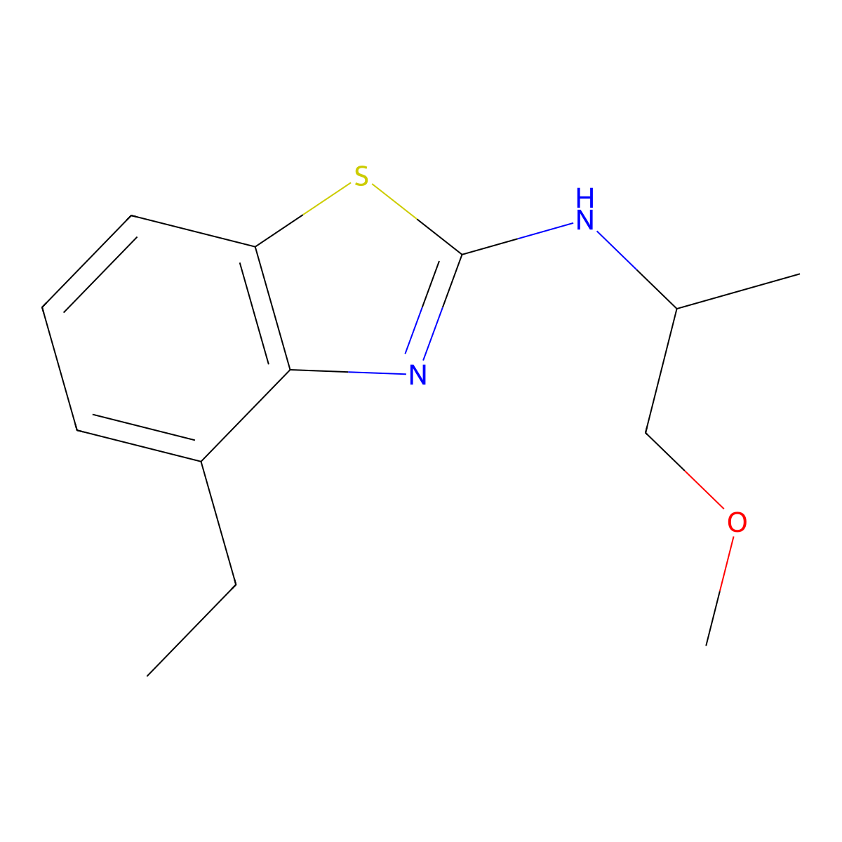 4-ethyl-N-(1-methoxypropan-2-yl)-1,3-benzothiazol-2-amine molecular structure, CAS 3054536-23-8