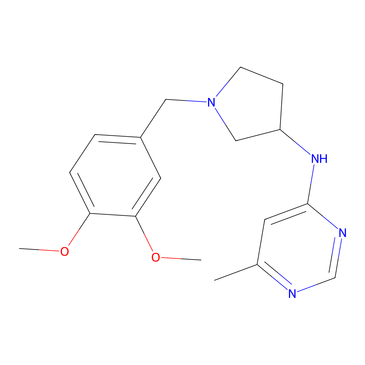 N-{1-[(3,4-dimethoxyphenyl)methyl]pyrrolidin-3-yl}-6-methylpyrimidin-4-amine molecular structure, CAS 3054536-27-2