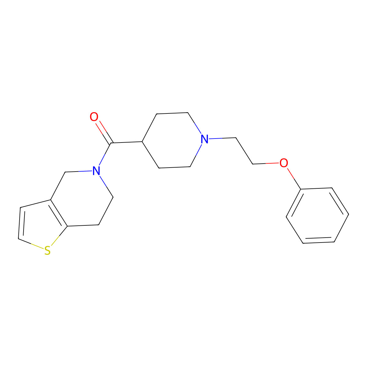 1-(2-phenoxyethyl)-4-{4H,5H,6H,7H-thieno[3,2-c]pyridine-5-carbonyl}piperidine molecular structure, CAS 3054536-35-2