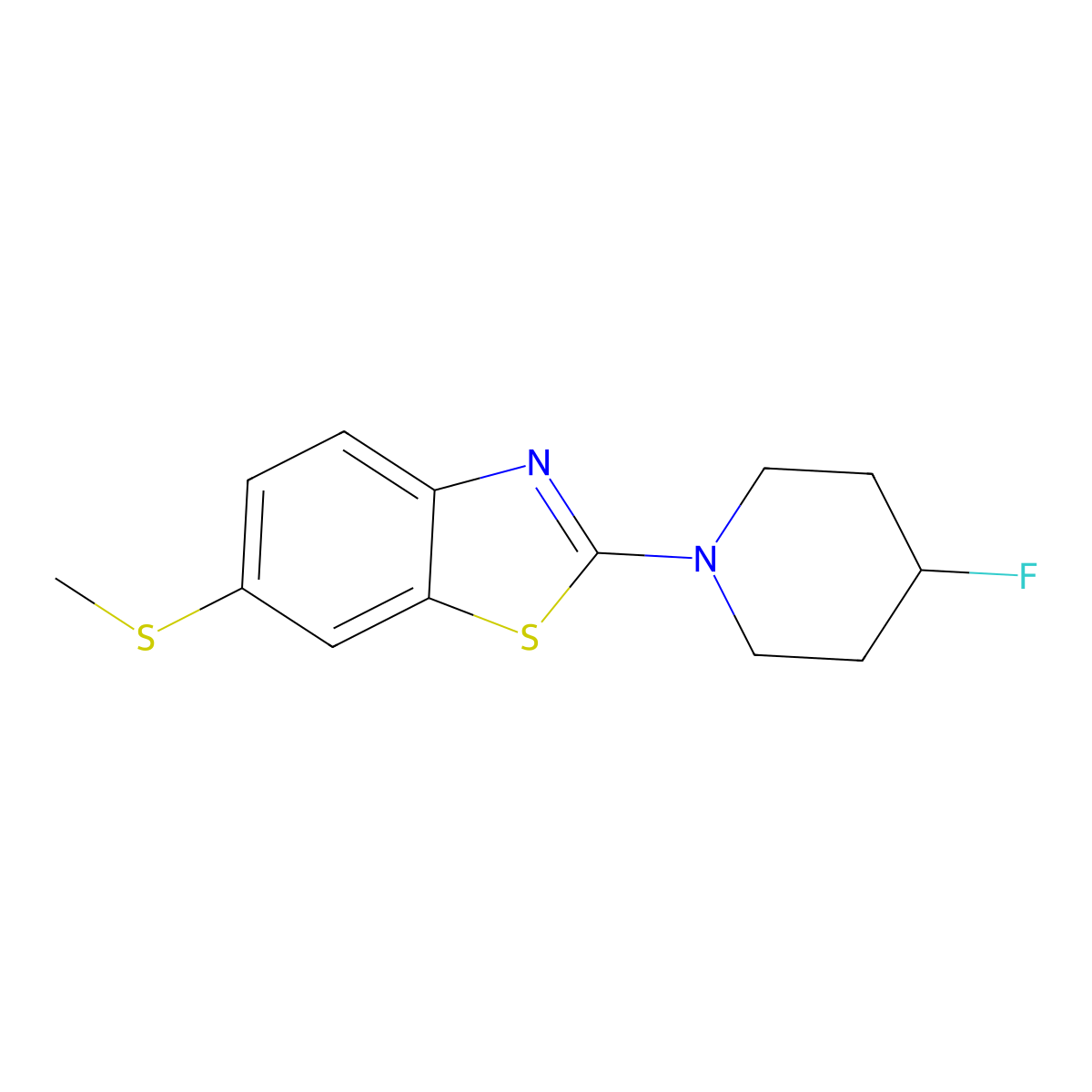 2-(4-Fluoropiperidin-1-yl)-6-(methylsulfanyl)-1,3-benzothiazole molecular structure, CAS 3054536-42-1