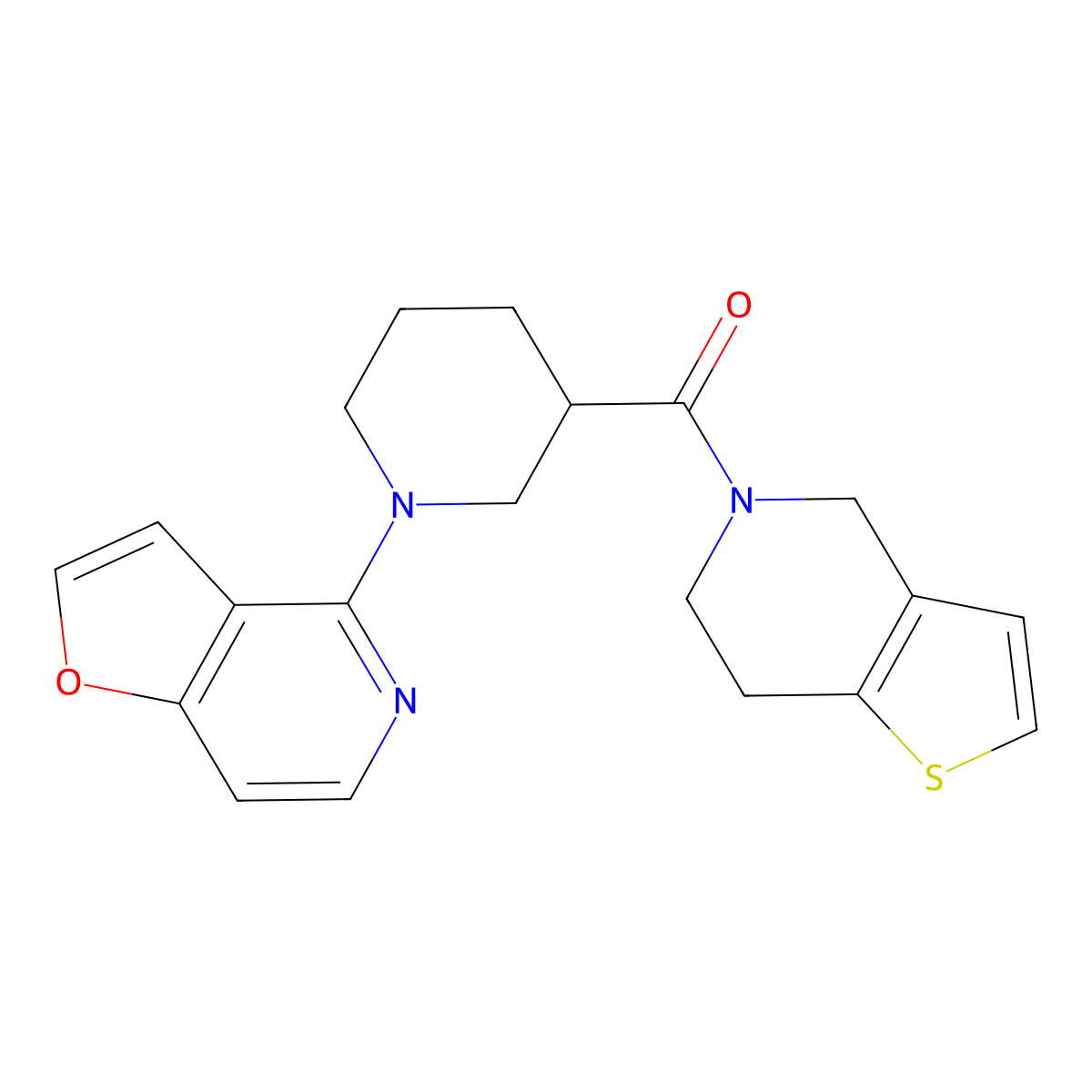 1-{furo[3,2-c]pyridin-4-yl}-3-{4H,5H,6H,7H-thieno[3,2-c]pyridine-5-carbonyl}piperidine molecular structure, CAS 3054536-46-5