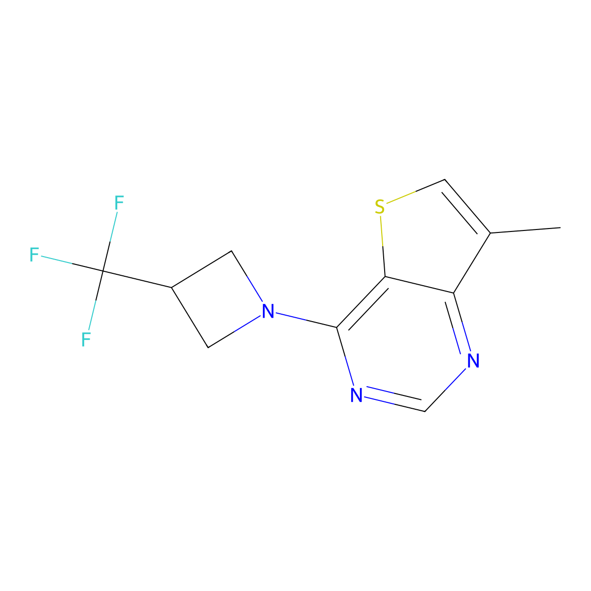 1-{7-Methylthieno[3,2-d]pyrimidin-4-yl}-3-(trifluoromethyl)azetidine molecular structure, CAS 3054536-49-8