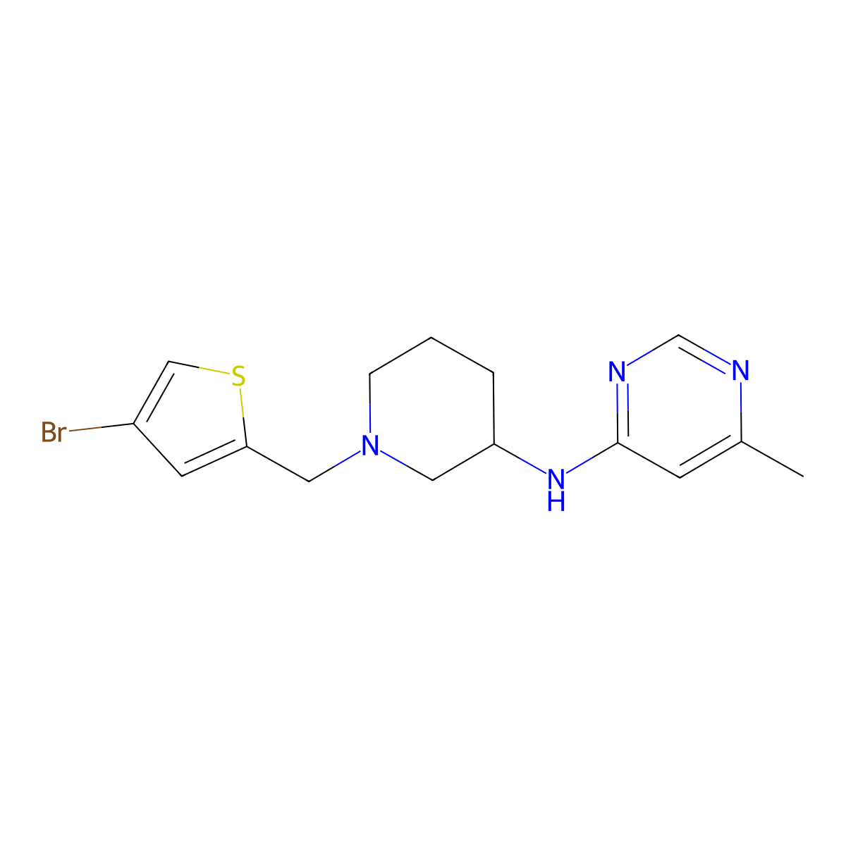 N-{1-[(4-bromothiophen-2-yl)methyl]piperidin-3-yl}-6-methylpyrimidin-4-amine molecular structure, CAS 3054536-50-1