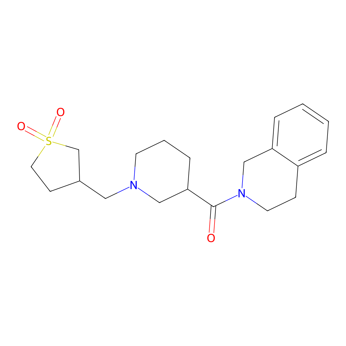 3-{[3-(1,2,3,4-Tetrahydroisoquinoline-2-carbonyl)piperidin-1-yl]methyl}-1lambda-thiolane-1,1-dione molecular structure, CAS 3054536-54-5
