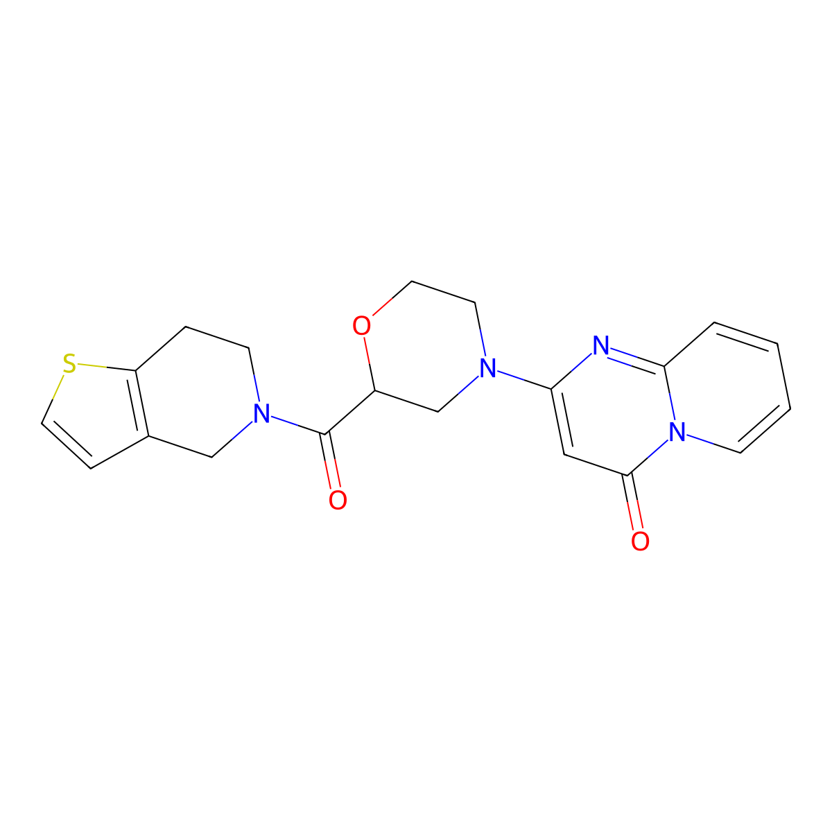 2-(2-{4H,5H,6H,7H-thieno[3,2-c]pyridine-5-carbonyl}morpholin-4-yl)-4H-pyrido[1,2-a]pyrimidin-4-one molecular structure, CAS 3054536-56-7