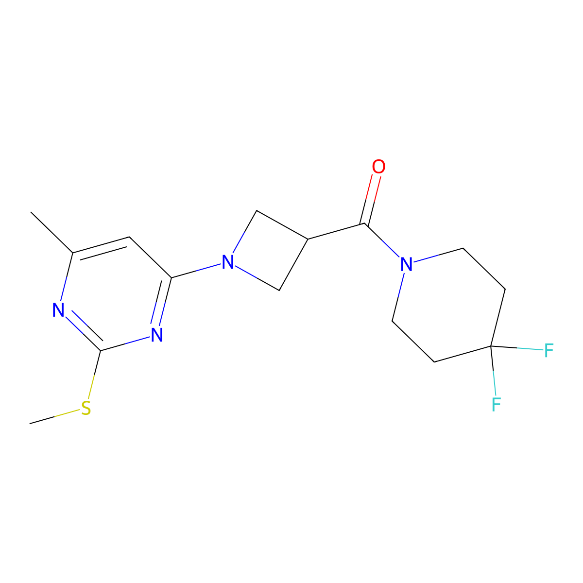 4-[3-(4,4-Difluoropiperidine-1-carbonyl)azetidin-1-yl]-6-methyl-2-(methylsulfanyl)pyrimidine molecular structure, CAS 3054536-59-0