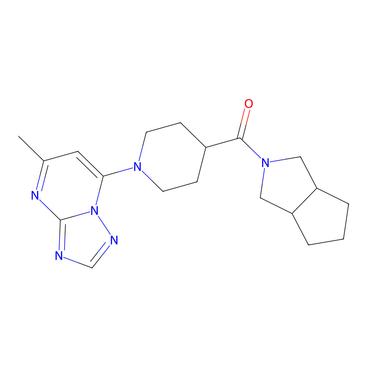 1-{5-Methyl-[1,2,4]triazolo[1,5-a]pyrimidin-7-yl}-4-{octahydrocyclopenta[c]pyrrole-2-carbonyl}piperidine molecular structure, CAS 3054536-60-3