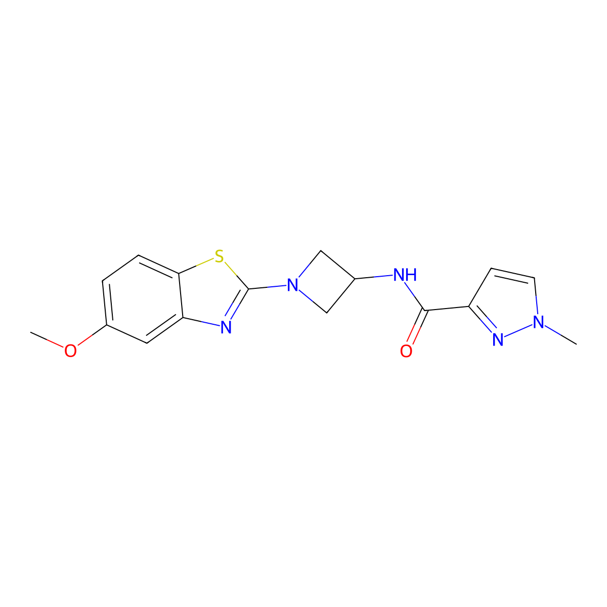 N-[1-(5-methoxy-1,3-benzothiazol-2-yl)azetidin-3-yl]-1-methyl-1H-pyrazole-3-carboxamide molecular structure, CAS 3054536-61-4